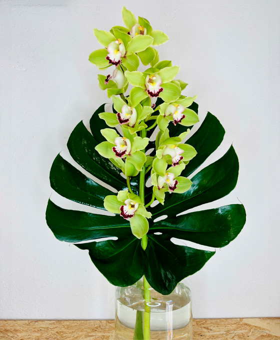 Arreglo Floral con Hojas de Monstero