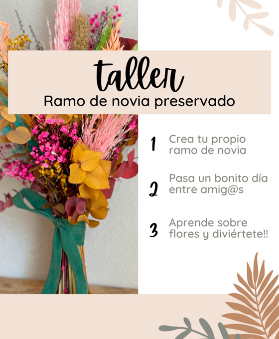 Taller floral de ramo preservado de novia