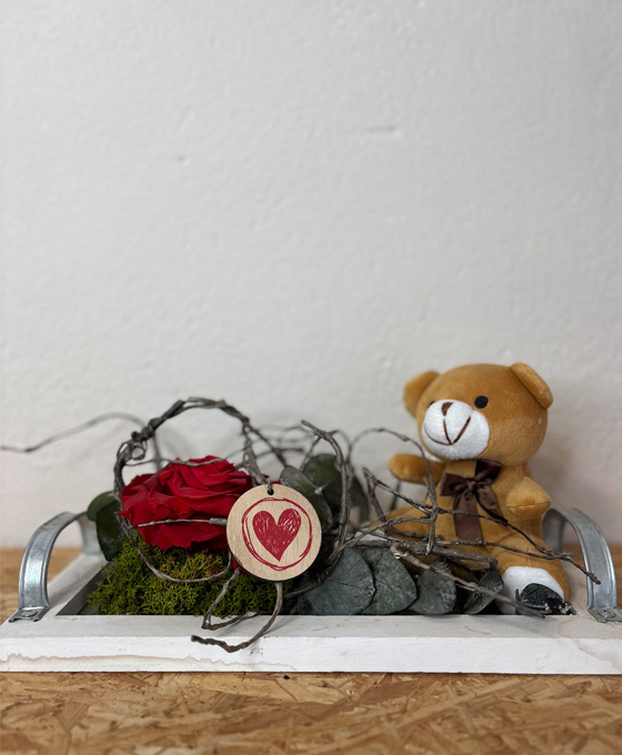 Rosa Preservada con Peluche